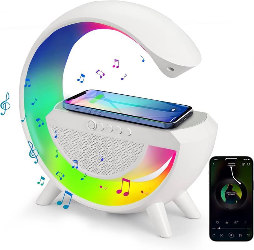 3-in-1 Night Light Bluetooth Speaker with 15W Wireless Mobile Charger