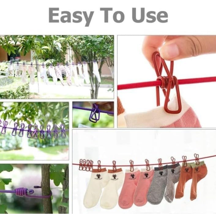 Cloth Drying Rope with Hooks