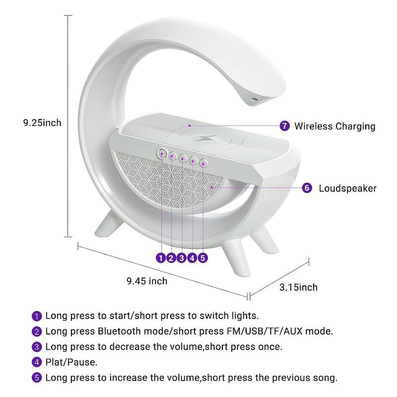 3-in-1 Night Light Bluetooth Speaker with 15W Wireless Mobile Charger