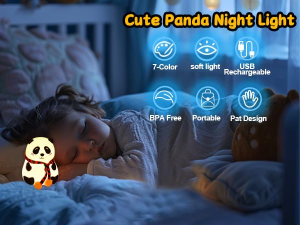 Rechargeable Silicone Panda Night Light for Kids
