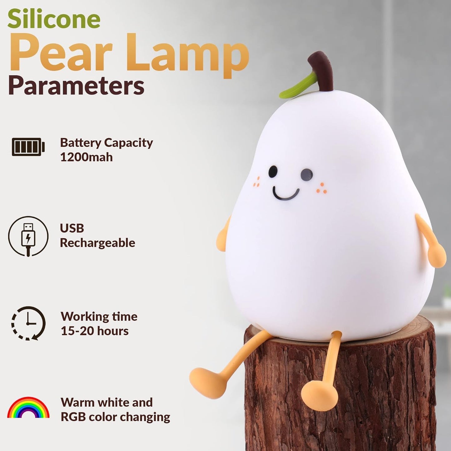 Pear Rechargeable Silicone Night Lamp