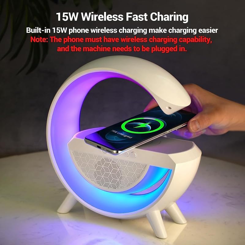 3-in-1 Night Light Bluetooth Speaker with 15W Wireless Mobile Charger