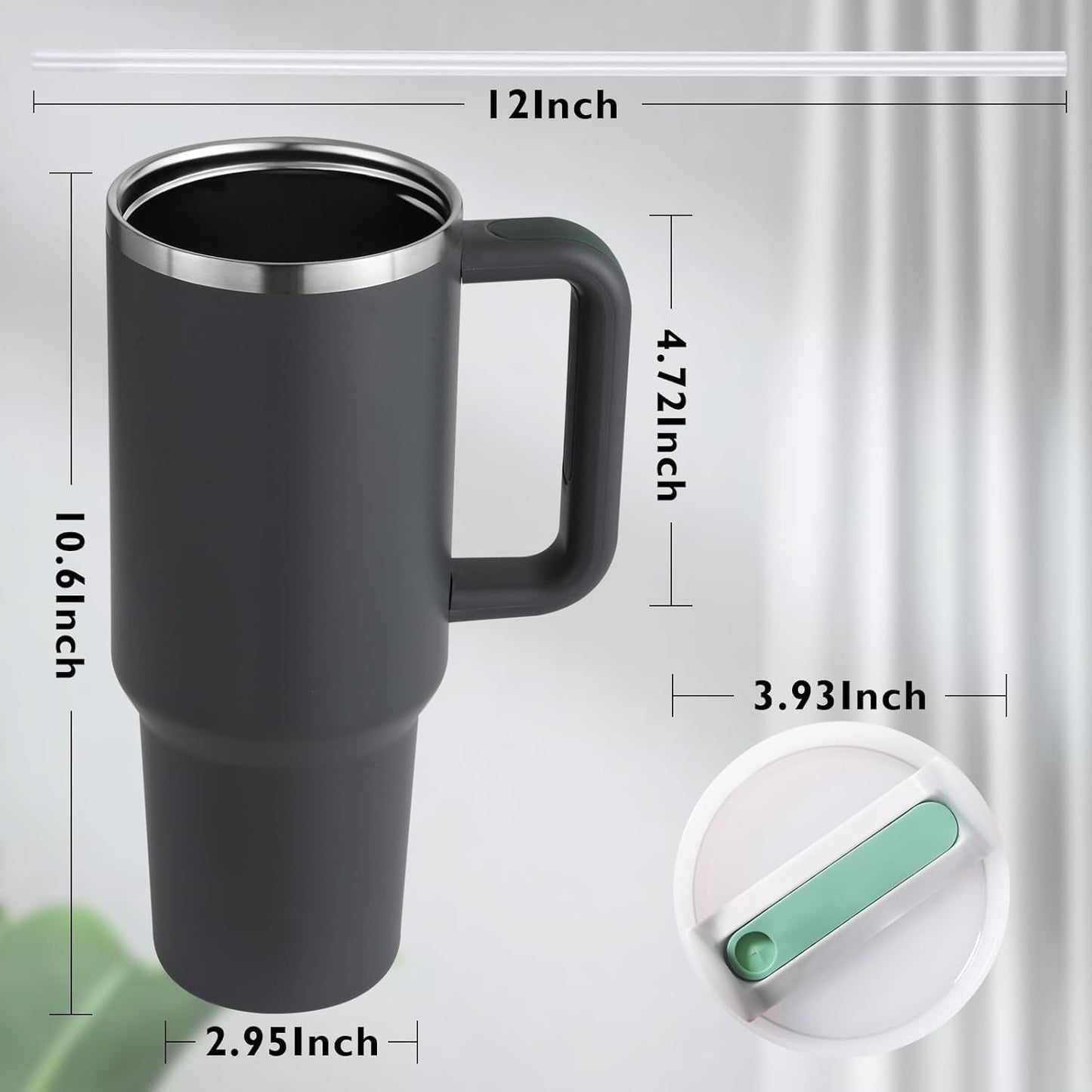 Tumbler with lid and Straw 1200ML Cup Stainless Steel Vacuum Insulated