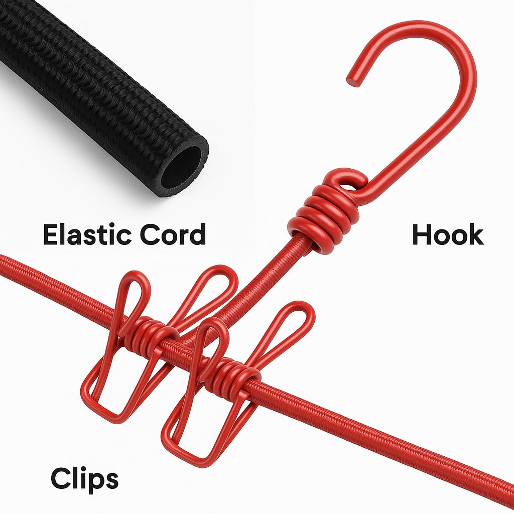 Cloth Drying Rope with Hooks