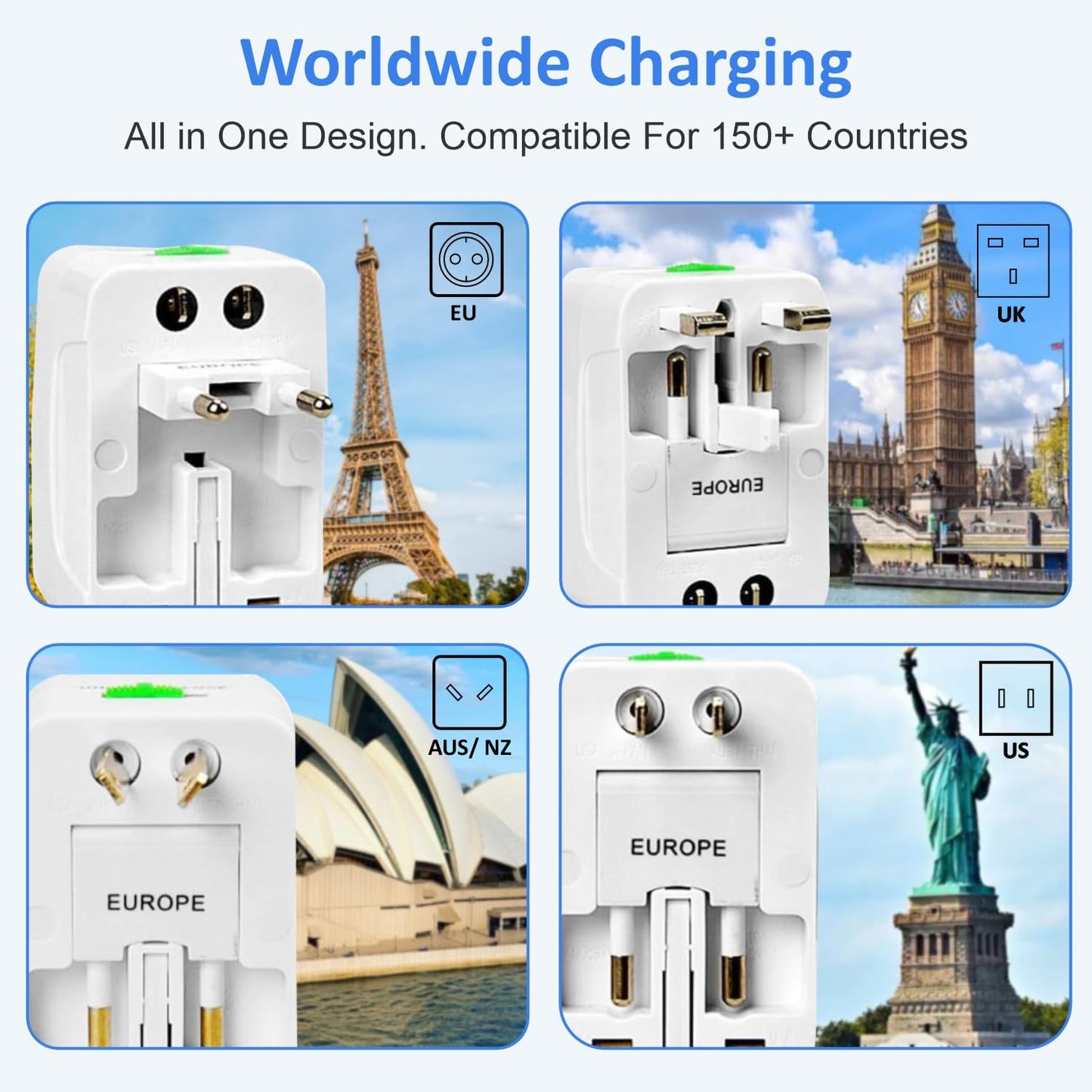 Universal Travel Adapter Plug - International Multipurpose All-in-One Solution