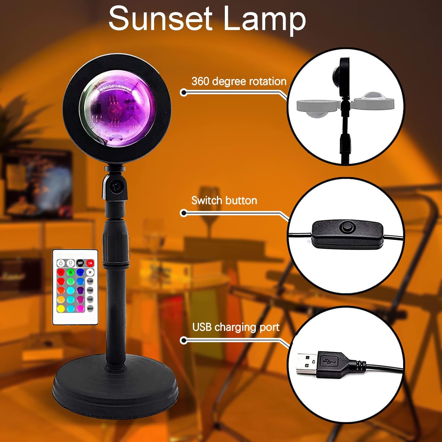 16 Colors Changing Sunset Projection Lamp with Remote