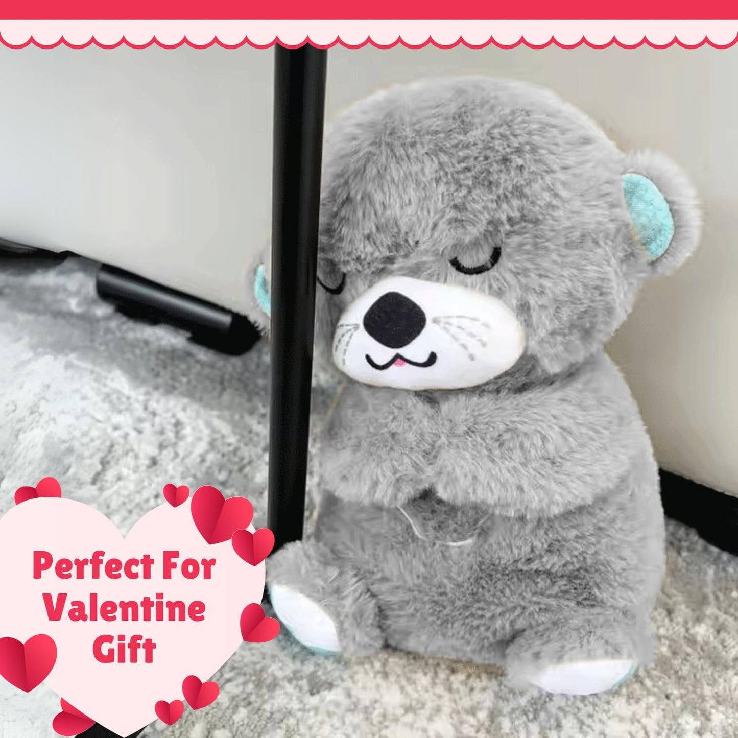 Breathing Teddy Bear with Light Otter Glowing Music for Baby