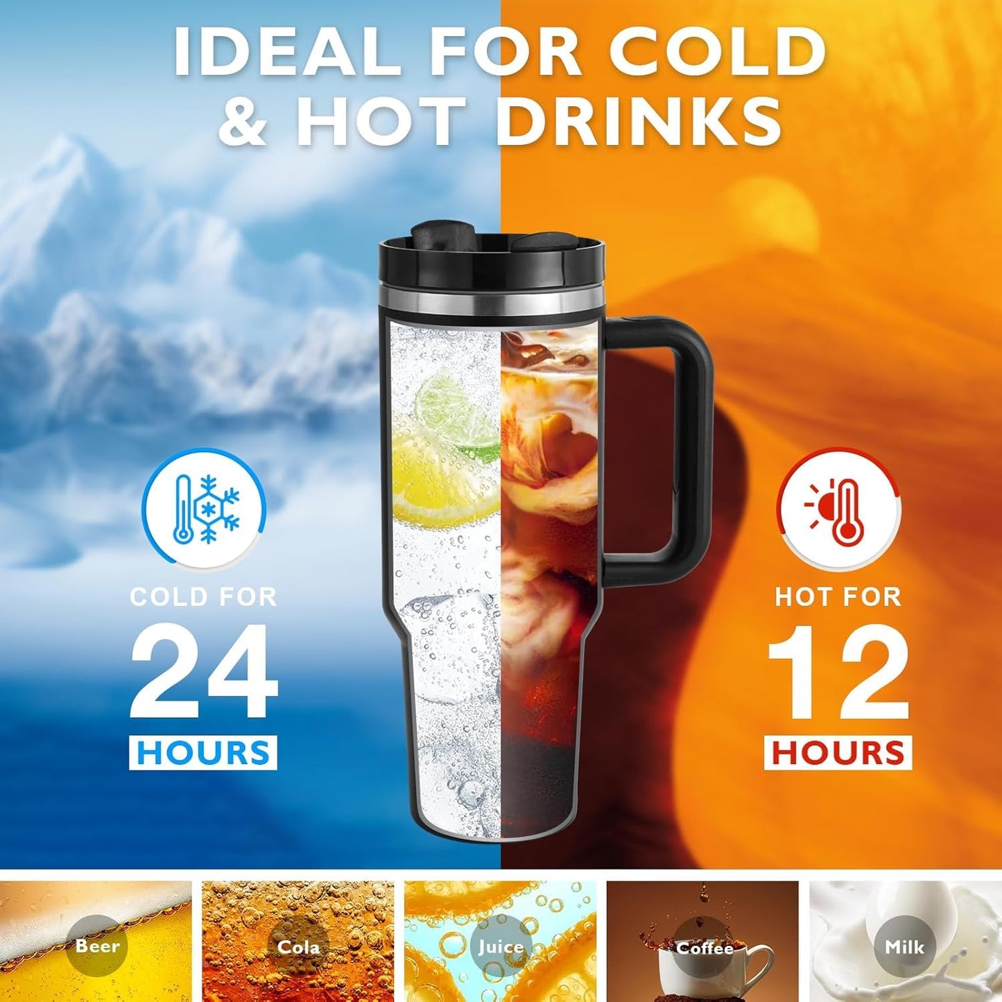 Tumbler with lid and Straw 1200ML Cup Stainless Steel Vacuum Insulated