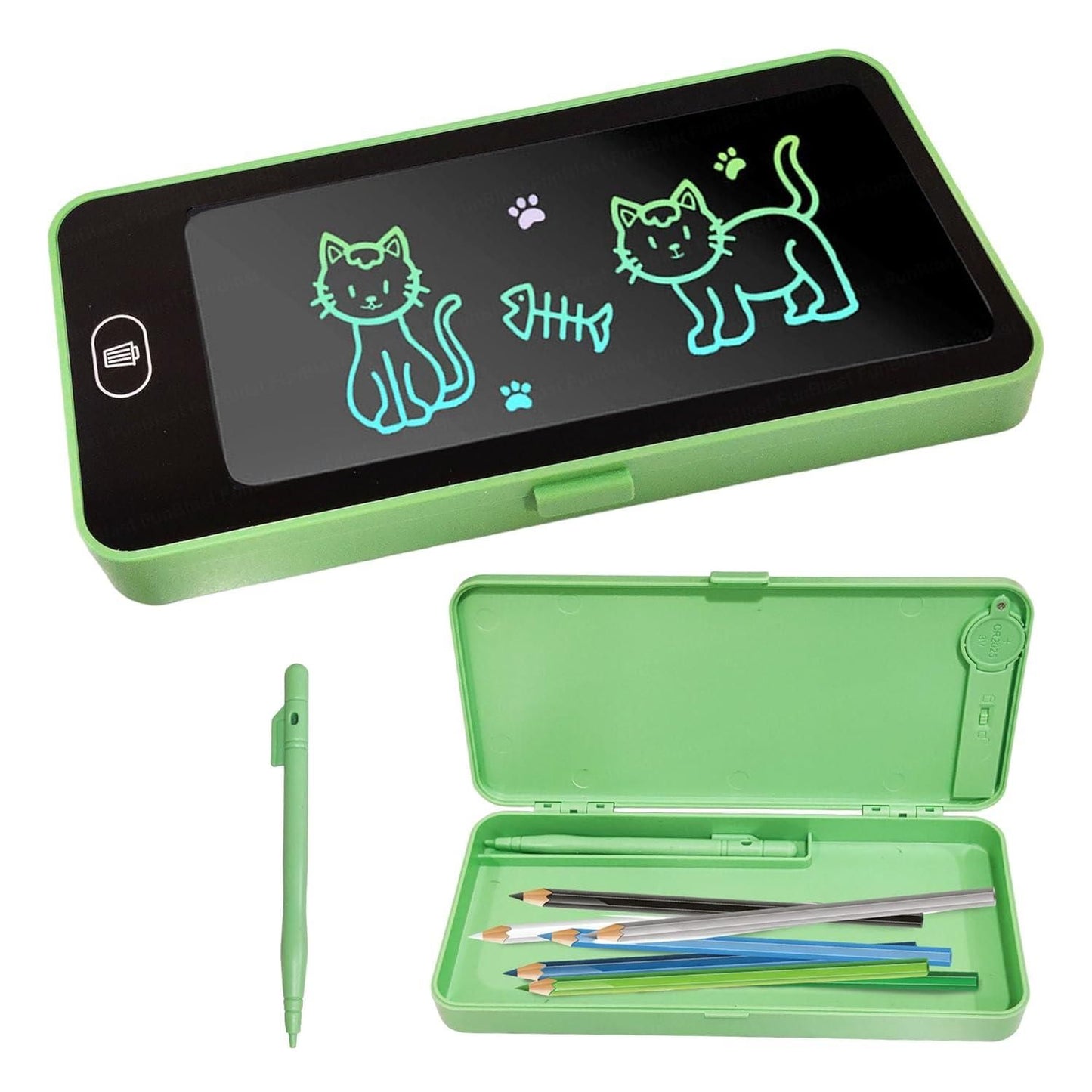 2 in 1 Pencil Box Cum Educational LCD Tablet Toy for Kids with Stylus