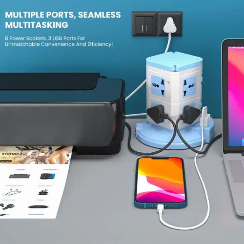 Power Plate 9 with 3 USB Ports + 8 Power Sockets Power Converter