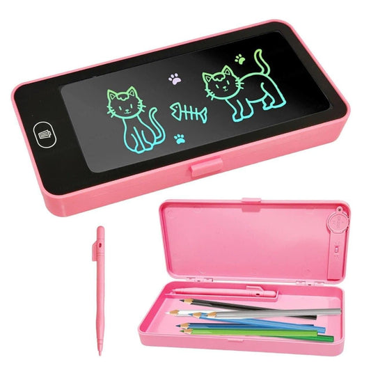 2 in 1 Pencil Box Cum Educational LCD Tablet Toy for Kids with Stylus