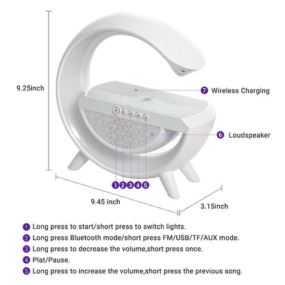 3-in-1 Night Light Bluetooth Speaker with 15W Wireless Mobile Charger