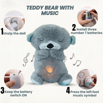 Breathing Teddy Bear with Light Otter Glowing Music for Baby