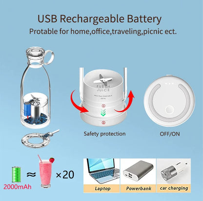 Electric Portable Mini Juicer Bottle (420ml)