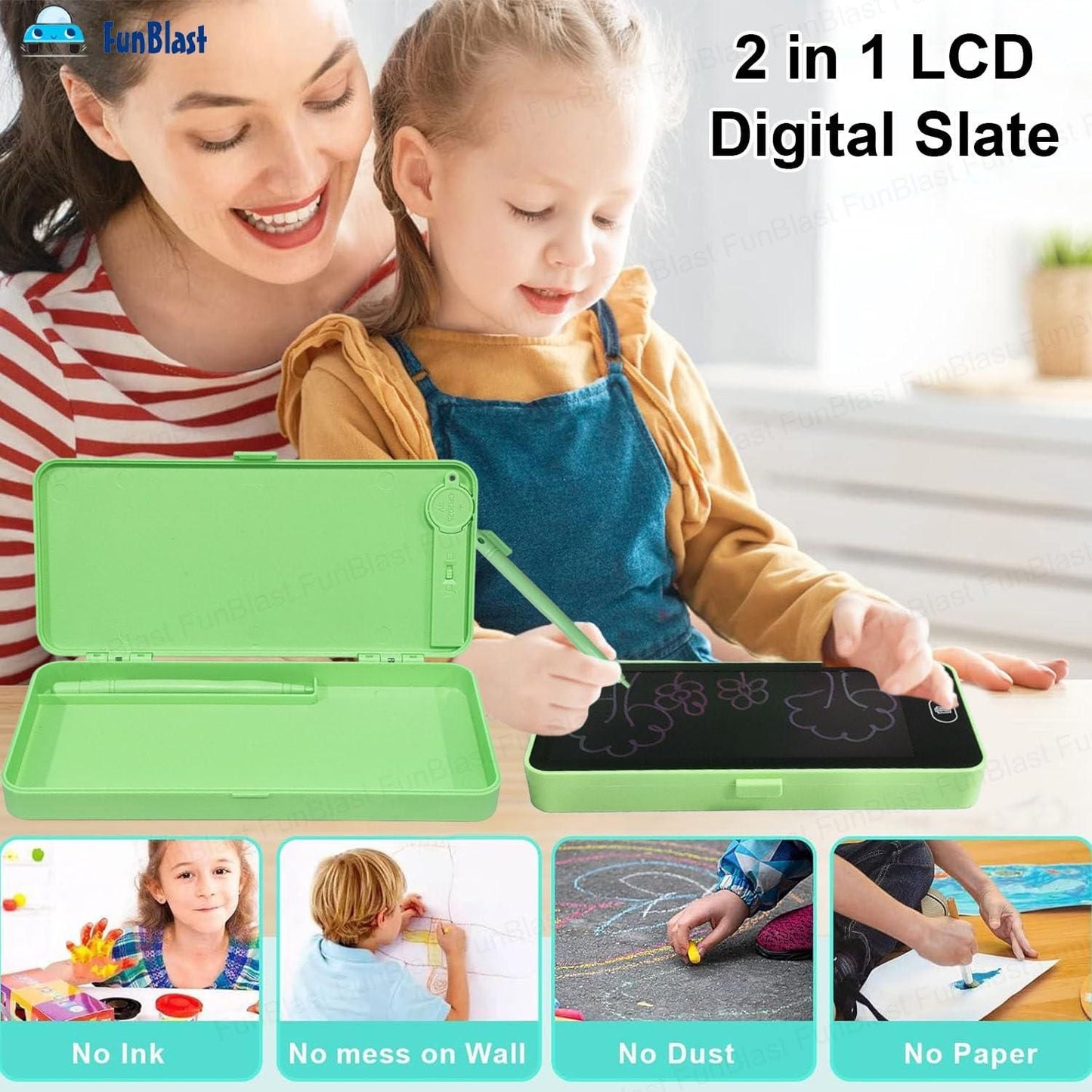2 in 1 Pencil Box Cum Educational LCD Tablet Toy for Kids with Stylus