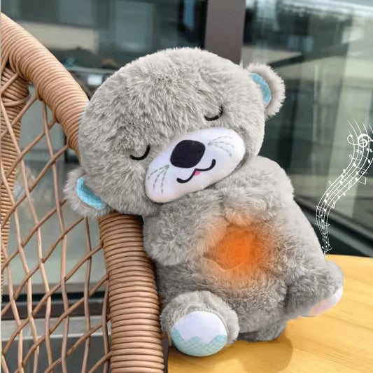 Breathing Teddy Bear with Light Otter Glowing Music for Baby