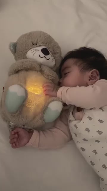 Breathing Teddy Bear with Light Otter Glowing Music for Baby